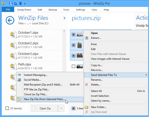 How to Convert Selected Files into a new Zip file - WinZip Computing