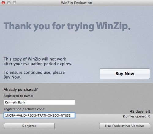 I need activation code for winzip for mac free