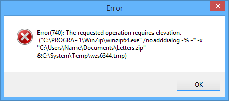 User Account Control in Windows 8, Windows 7, and Windows Vista causes applications to run as a "user" rather than as an "administrator" by default.