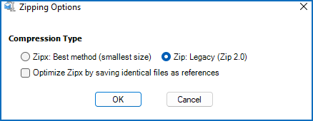 Zipping options