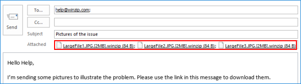 Placeholder files in the email message