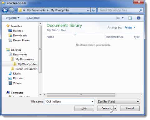 Choose where to save your Zip file