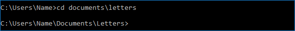 Changing to the Letters directory - 1 step