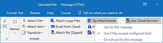 Cloud Services drop down menu