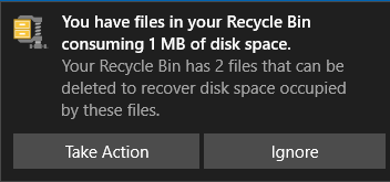 Clean Recycle Bin notification