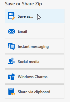 Click a Save or Share Zip option