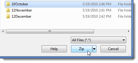 Click the Zip button