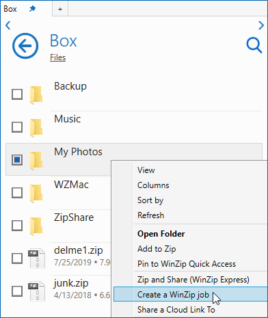 Right click in Files pane