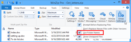 Use folder names should be checked