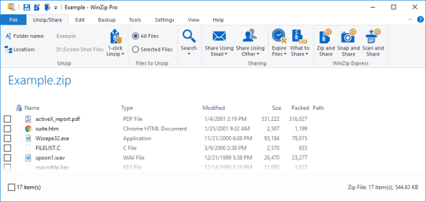 Zip file in the Classic view