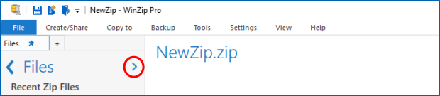 Click the arrow to expand the Files pane