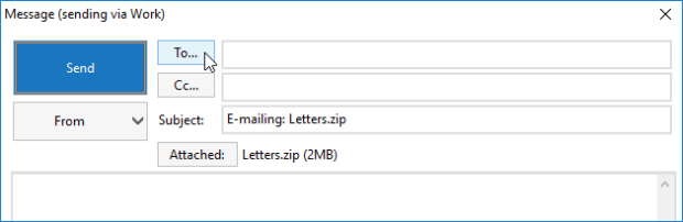 Click To in the WinZip emailer