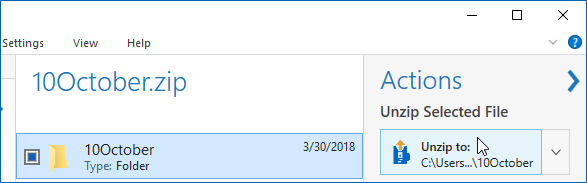 Click Unzip to