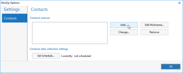 Click Add in WinZip Options