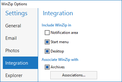 WinZip Associated with Archives