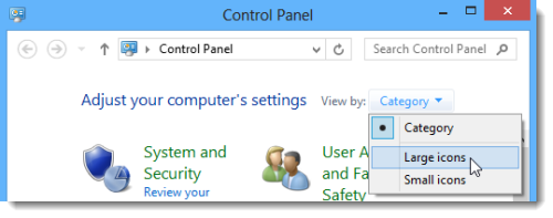 Control Panel view may need to be changed