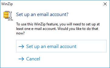 This displays when no email account has been setup