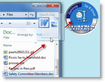 Drop files (or a Zip file) on the WinZip Gadget