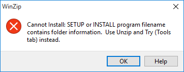 Cannot Install: SETUP or INSTALL program filename contains folder ...