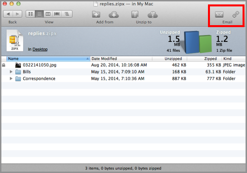 Your Zip file showing the data you added