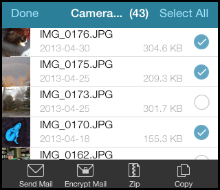 Zip and mail photos with or without encryption
