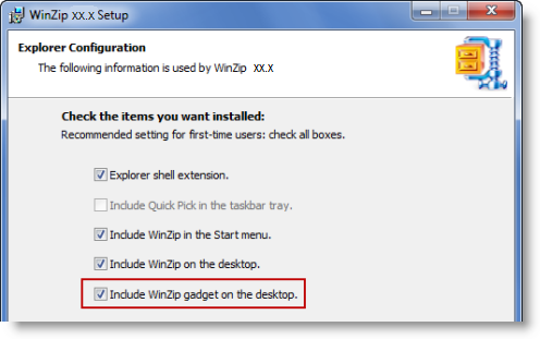 Uncheck to prevent the gadget from displaying